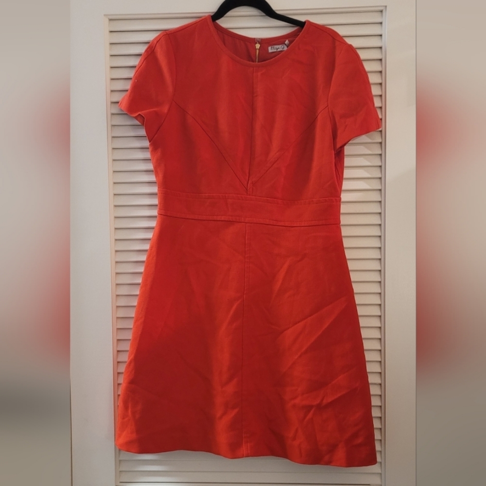 Eliza J- Red Short-Sleeve Fit & Flare Dress With Back Zipper